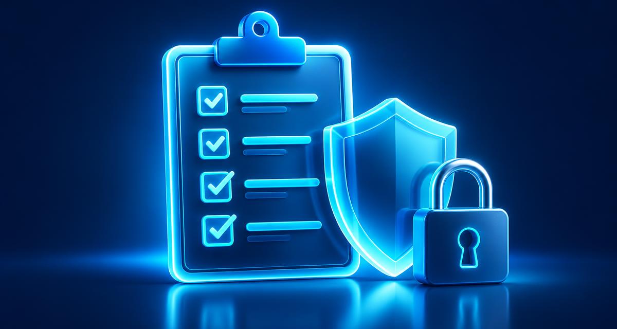 Glowing checklist with a shield and padlock, representing DPDP compliance controls