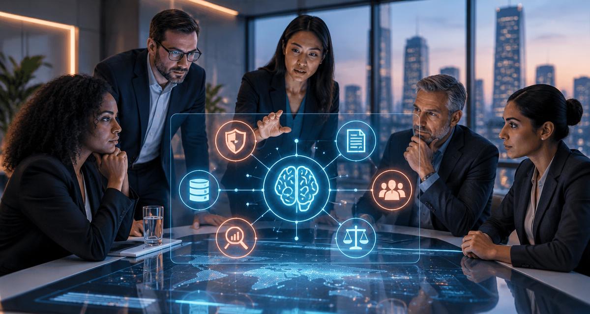 Multidisciplinary team mapping AI governance, risk, data and human oversight