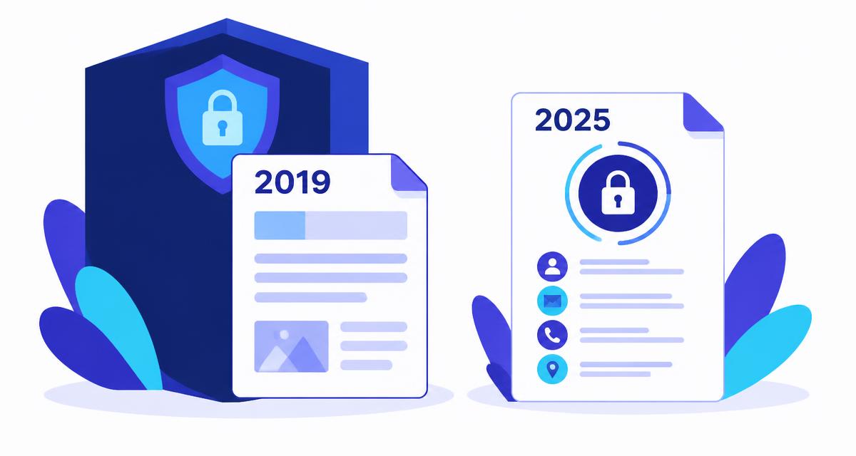 The 2019 privacy standard attached to a security shield next to the standalone 2025 privacy standard